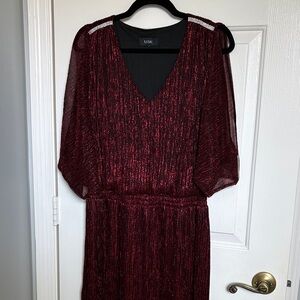 MSK Red Long Sleeve Dress with Sparkle